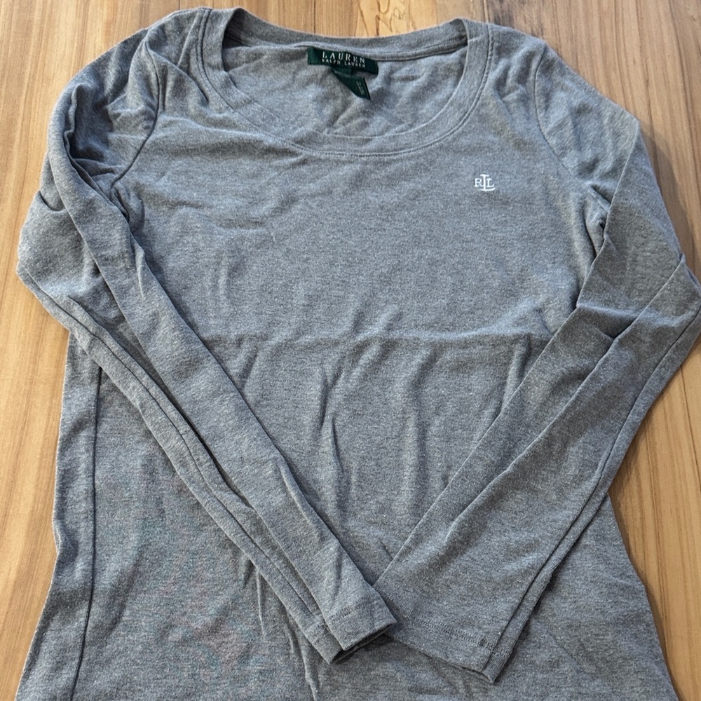 Lauren Ralph Lauren Heather Gray Long Sleeve Tee